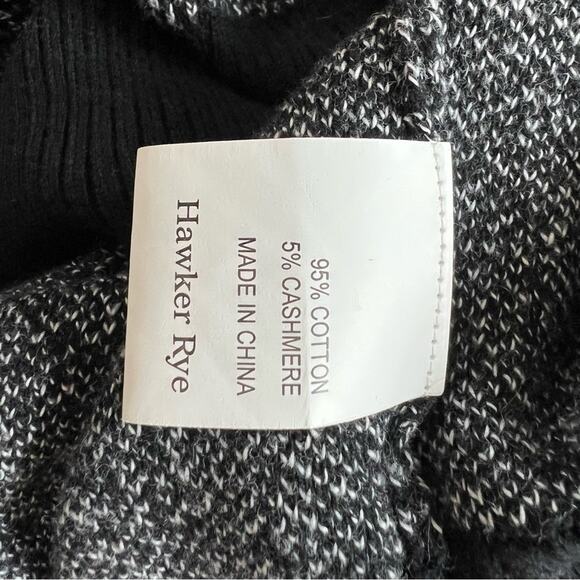 Hawker Rye V Neck Black White Cotton Cashmere Sweater Size Large - Picture 9 of 11